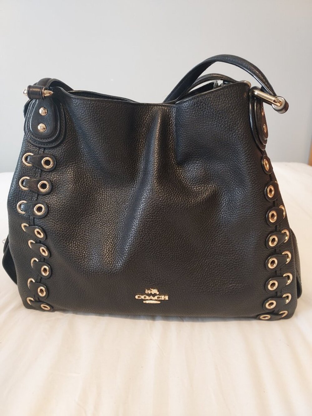 Coach Rare Edie 31 Black Pebble Leather Shoulder Bag